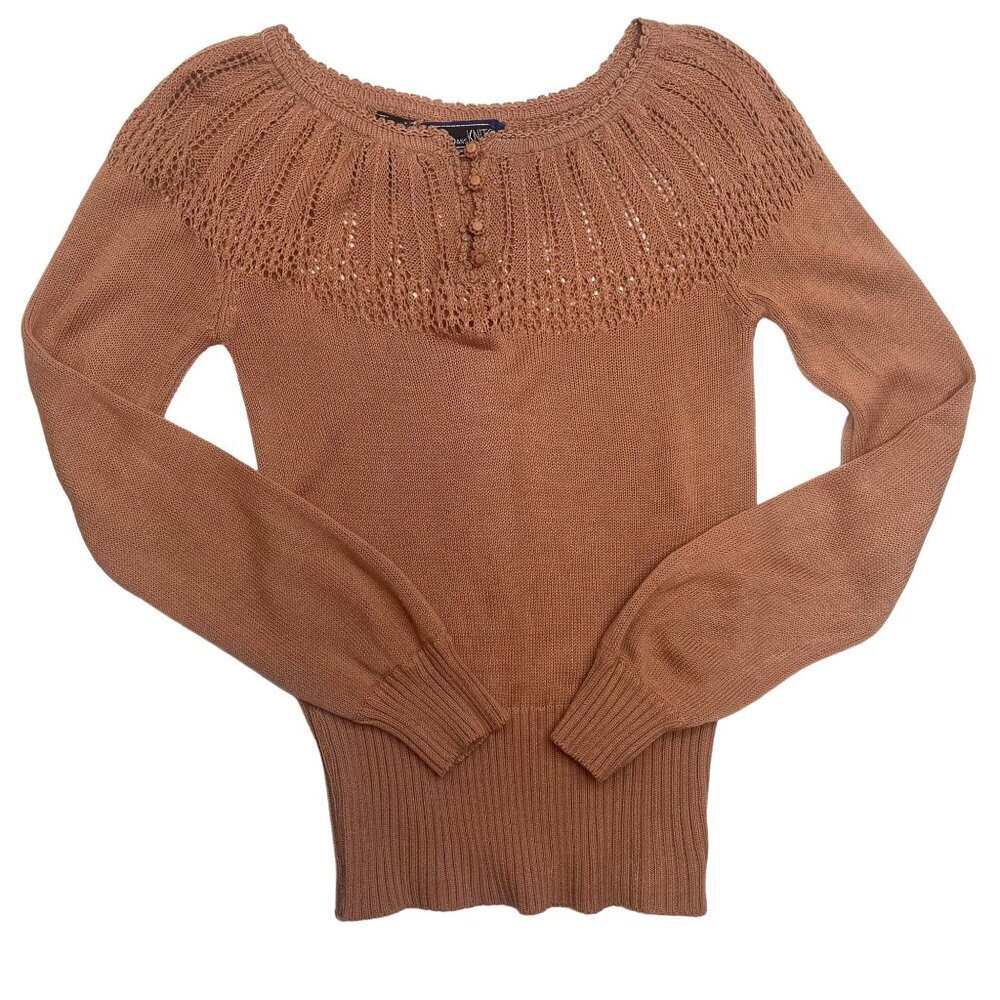 20ans Knits by Mariea Kim Vintage 80s Sweater Ladies Size Small Open Knit Collar